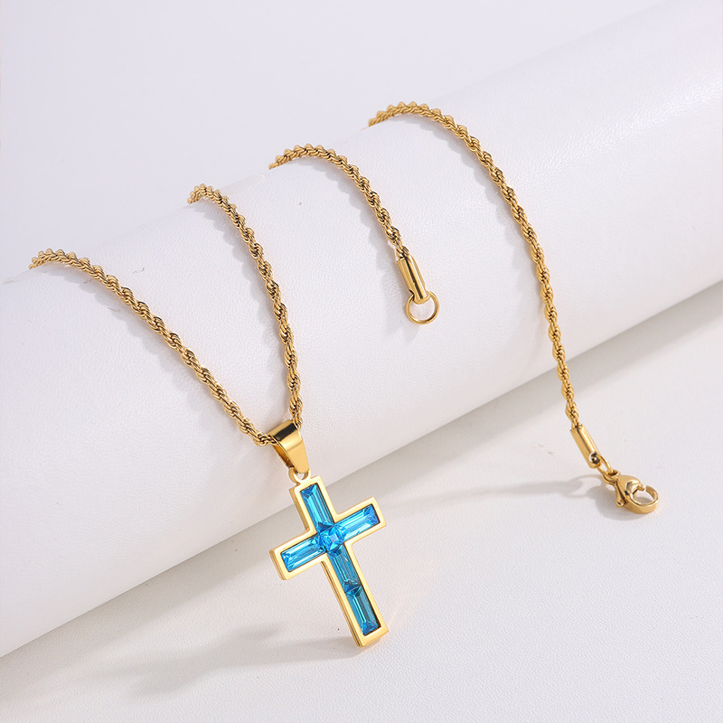 Stylish European and American-Inspired Diamond Cross Necklace - Unique Fashion Jewelry with No Color Fading - Image 9