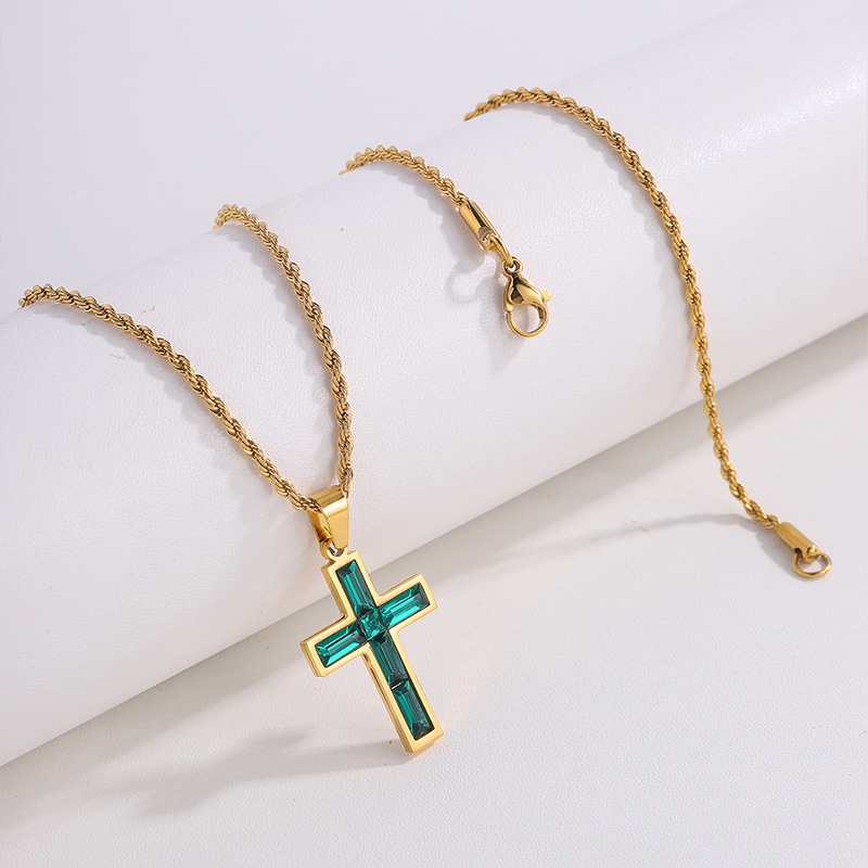 Stylish European and American-Inspired Diamond Cross Necklace - Unique Fashion Jewelry with No Color Fading - Image 10