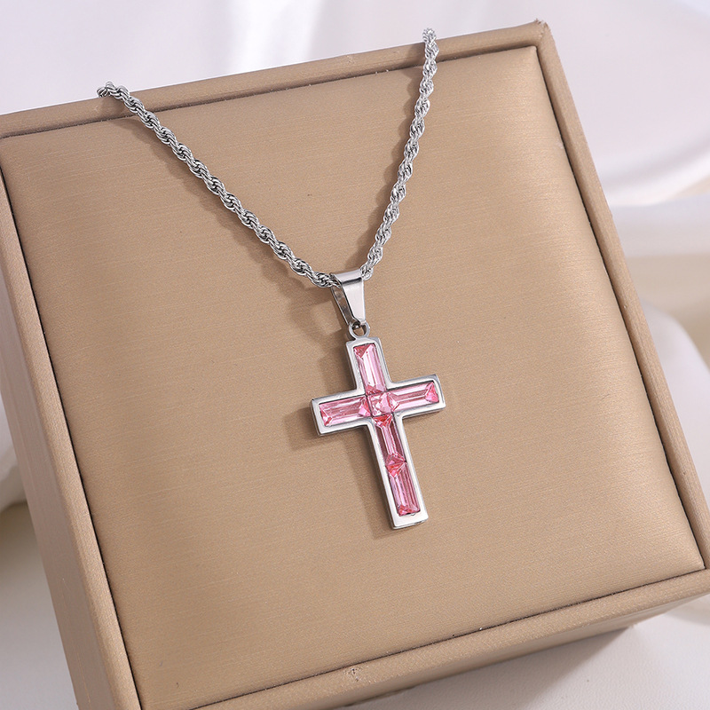 Stylish European and American-Inspired Diamond Cross Necklace - Unique Fashion Jewelry with No Color Fading - Image 12