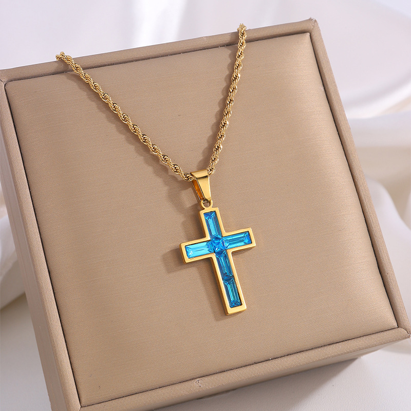 Stylish European and American-Inspired Diamond Cross Necklace - Unique Fashion Jewelry with No Color Fading - Image 13