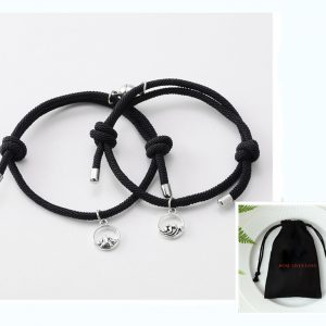 Handcrafted Ancient Silver Love Vows Magnet Bracelet for Lovers