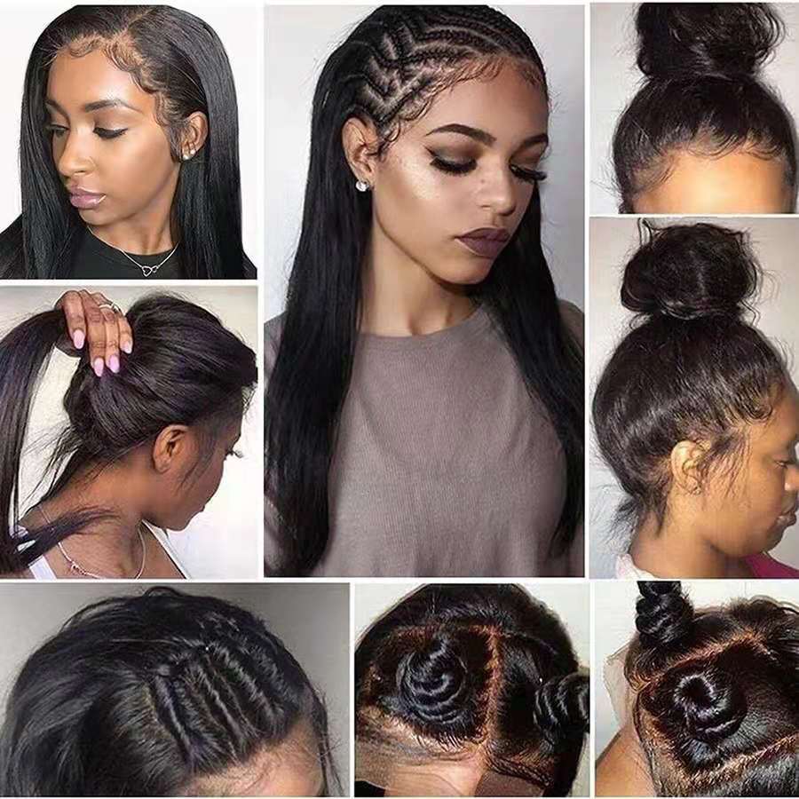 Mid-Length Straight Hair Hand-Woven Front Lace Synthetic Wigs for Stunning Style - Image 5