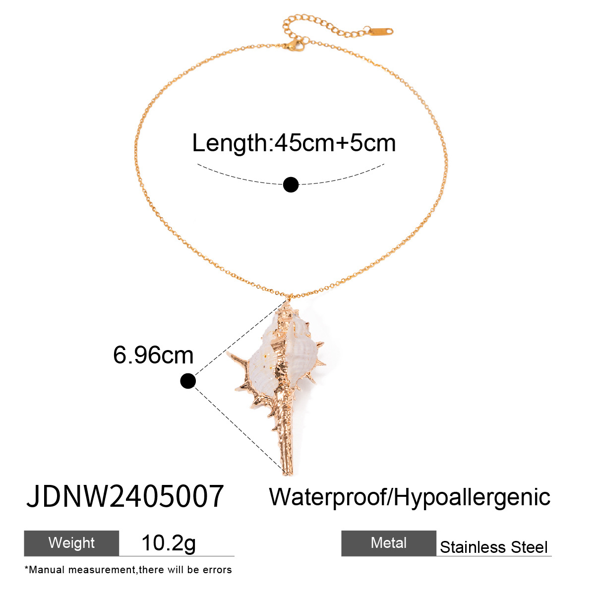 18K Gold Stainless Steel Delicate Chain Conch Pendant Necklace - Image 6