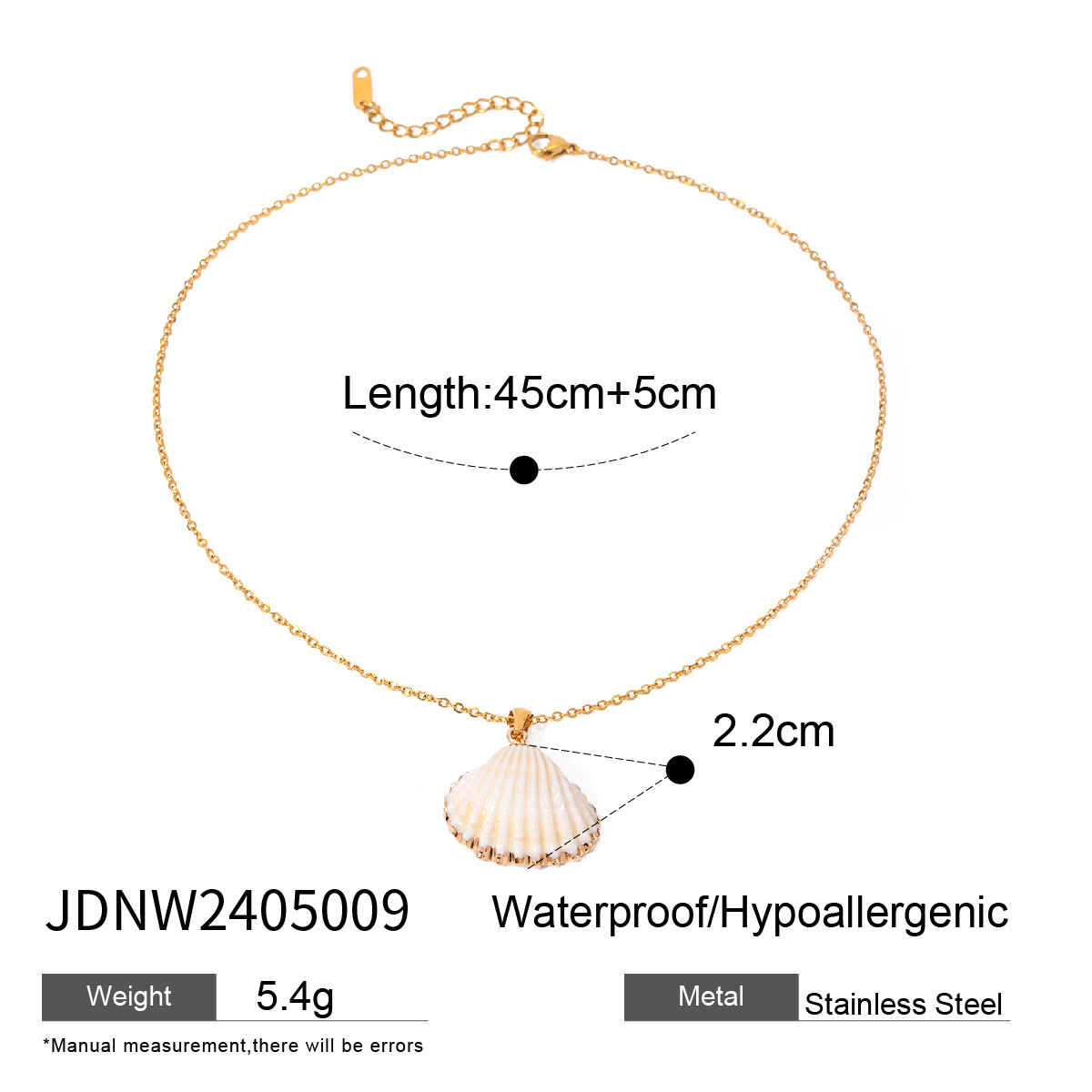 18K Gold Stainless Steel Delicate Chain Conch Pendant Necklace - Image 8