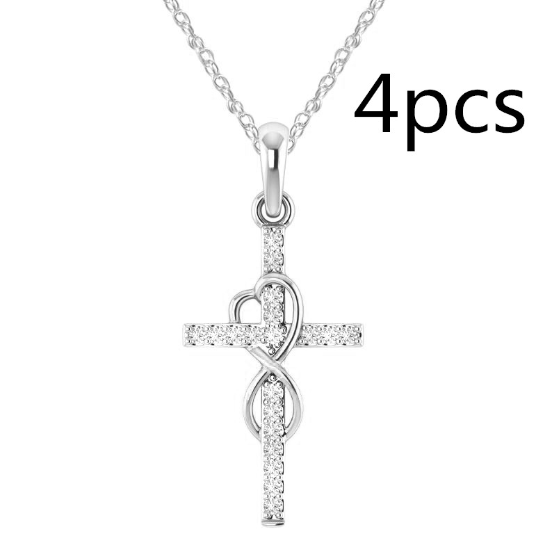 Elegant Alloy Pendant Necklace with Diamond and Eight-Character Cross Design - Image 10