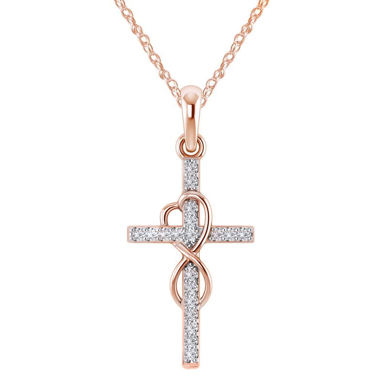 Elegant Alloy Pendant Necklace with Diamond and Eight-Character Cross Design - Image 25