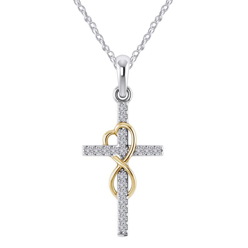 Elegant Alloy Pendant Necklace with Diamond and Eight-Character Cross Design - Image 26