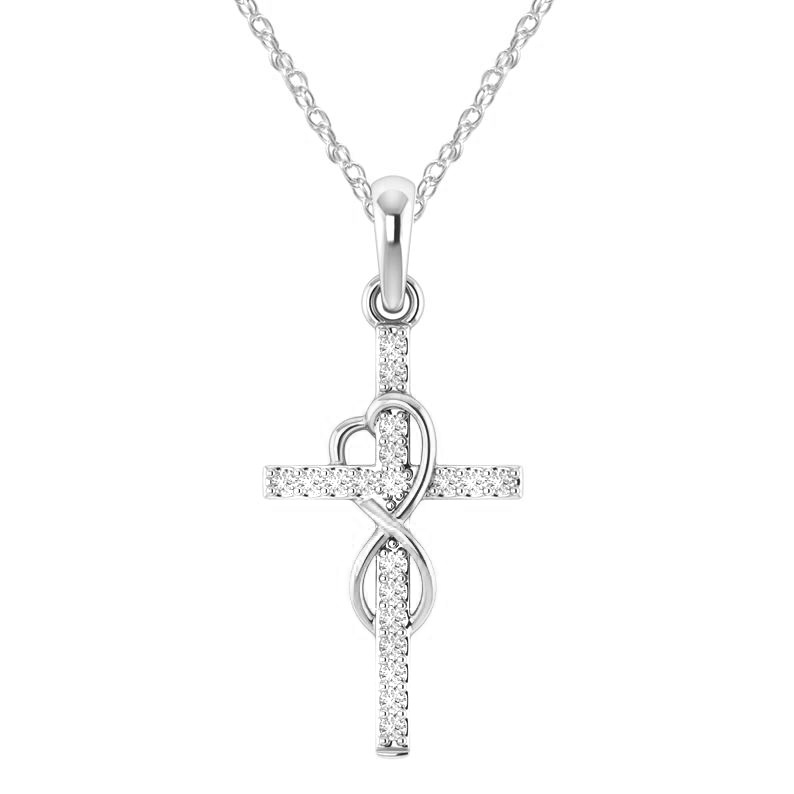 Elegant Alloy Pendant Necklace with Diamond and Eight-Character Cross Design - Image 27