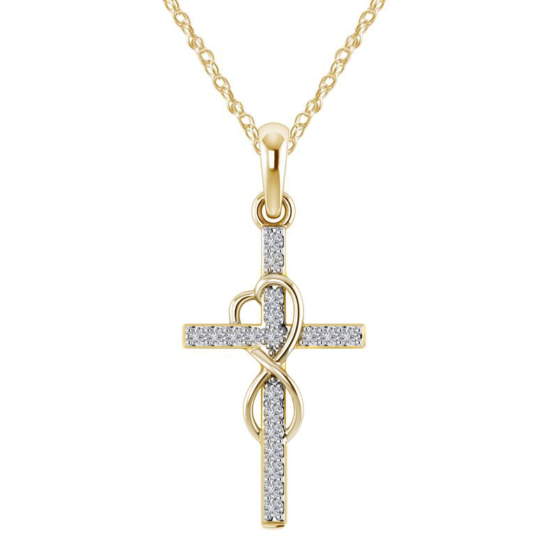 Elegant Alloy Pendant Necklace with Diamond and Eight-Character Cross Design - Image 28