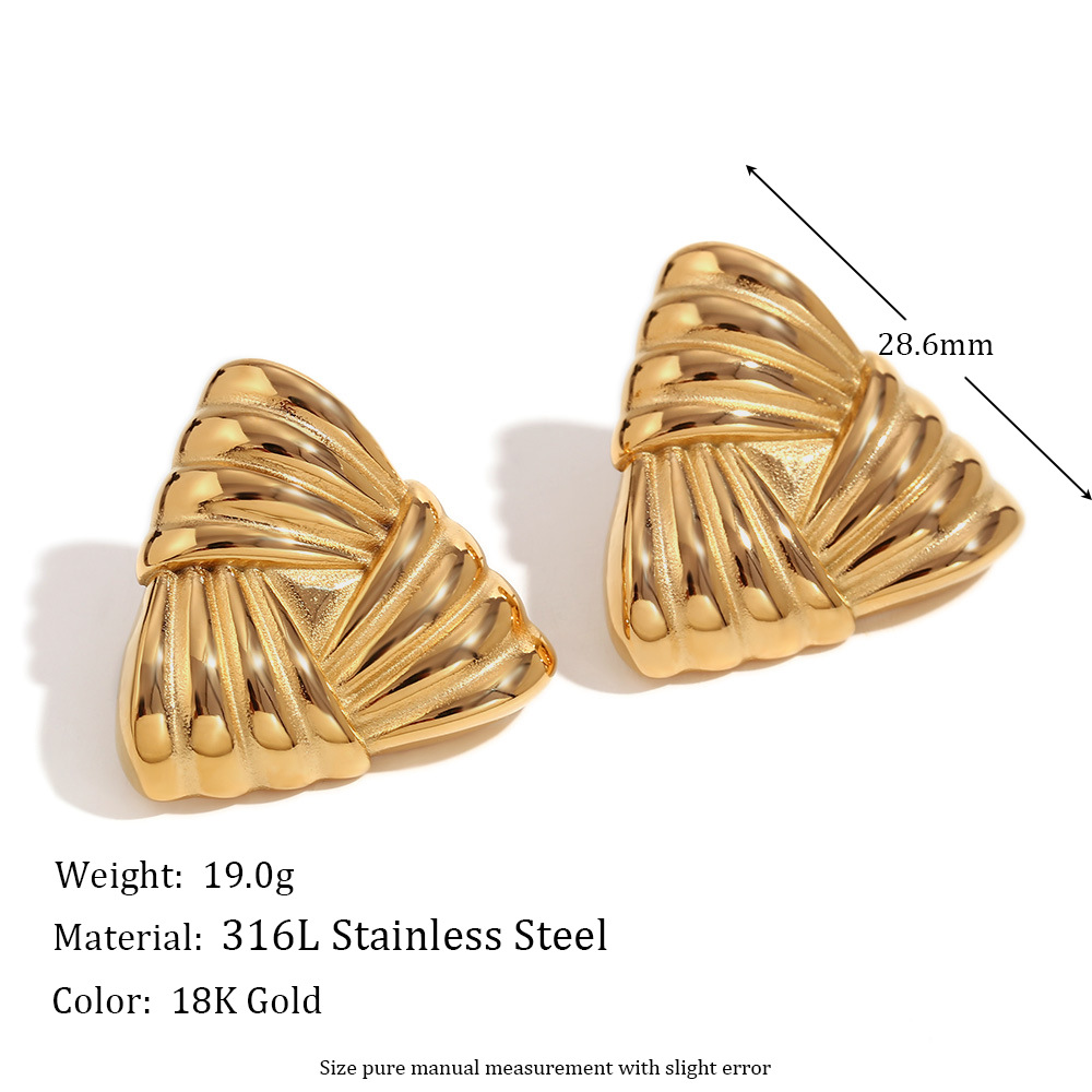 18K Gold Triangular Stud Earrings - Fashion Niche Retro Jewelry for Women - Image 8