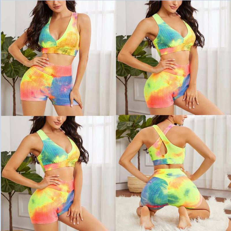 3D Tie-Dye Yoga Shorts and Vest Set for Ultimate Exercise Comfort - Image 4