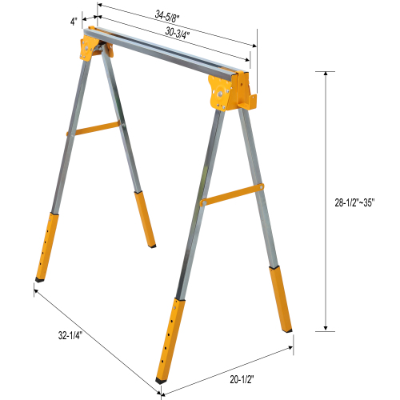 2PACK Adjustable Height Folding Sawhorses, Portable Heavy Duty Steel for Garage & Workshop, Fully Assembled - Image 8