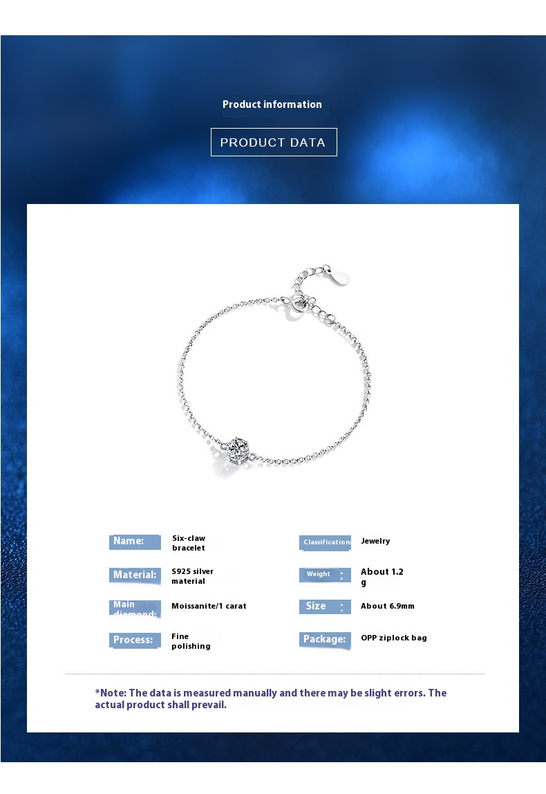 925 Sterling Silver Six-Claw Bracelet - Elegant Ornament for Any Occasion - Image 5