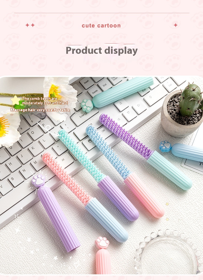Adorable Cartoon Cat's Paw Series Small Hair Comb for Easy Styling - Image 2