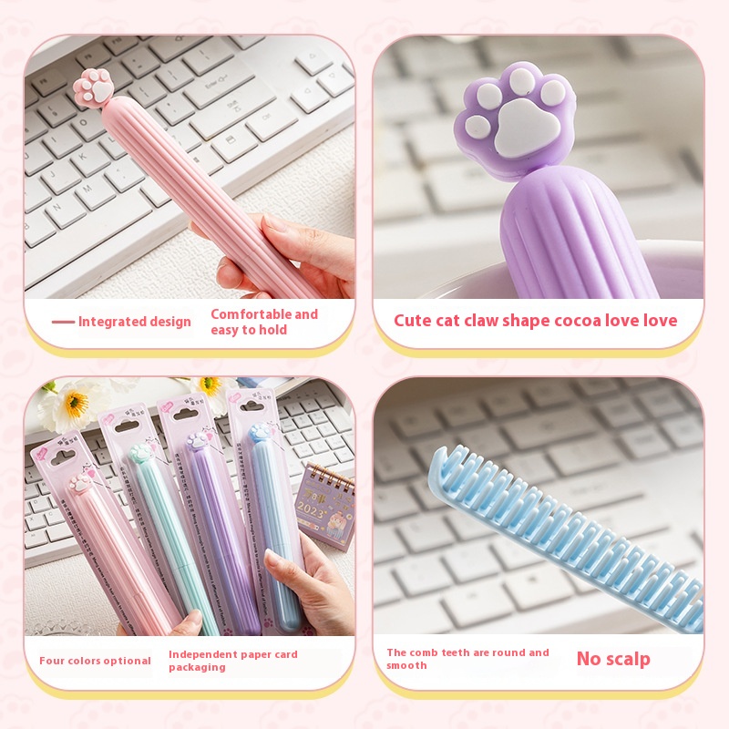 Adorable Cartoon Cat's Paw Series Small Hair Comb for Easy Styling - Image 17