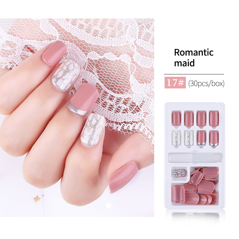 30pcs Detachable Full Cover False Nail Tips Set for Short Nail Decoration - Image 28