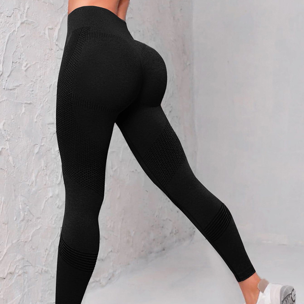 High Waist Seamless Yoga Pants for Women - Solid Color Dot & Striped Print Butt Lifting Leggings for Fitness, Running, and Gym Workouts - Image 7