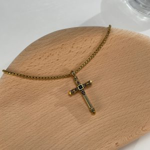 Stylish Vintage Cross Pendant Necklace in Durable Titanium Steel