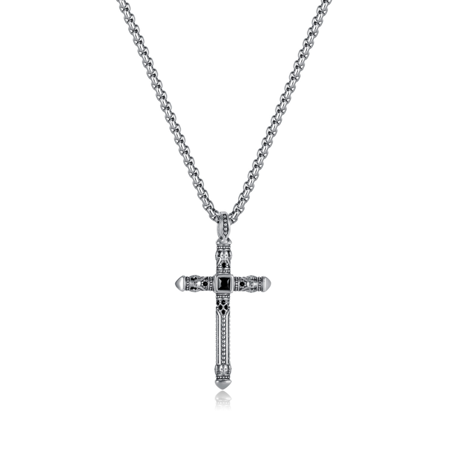 Stylish Vintage Cross Pendant Necklace in Durable Titanium Steel - Image 5