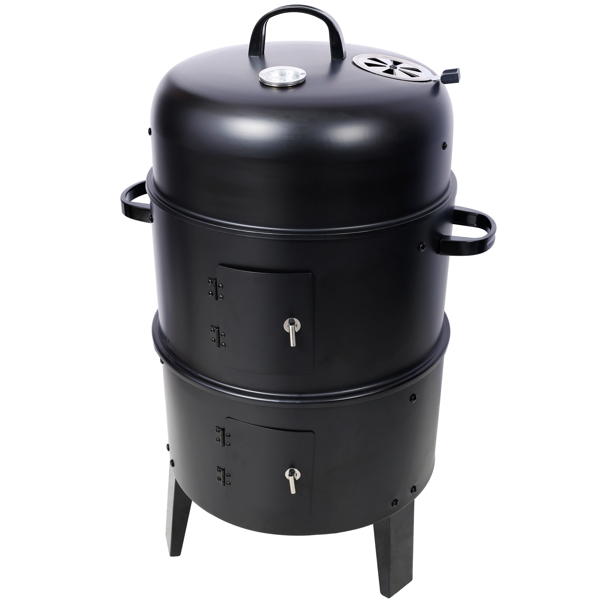 Portable 16 Inch Charcoal Smoked Grill - Outdoor Vertical Smoker for Camping, Black - Image 9