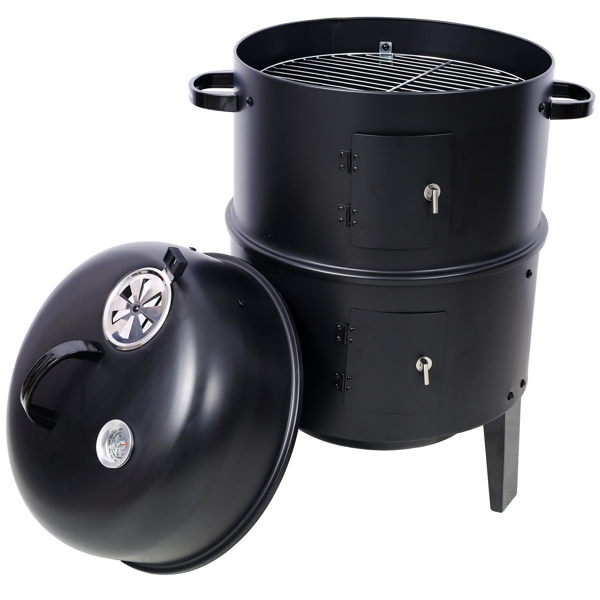 Portable 16 Inch Charcoal Smoked Grill - Outdoor Vertical Smoker for Camping, Black - Image 11