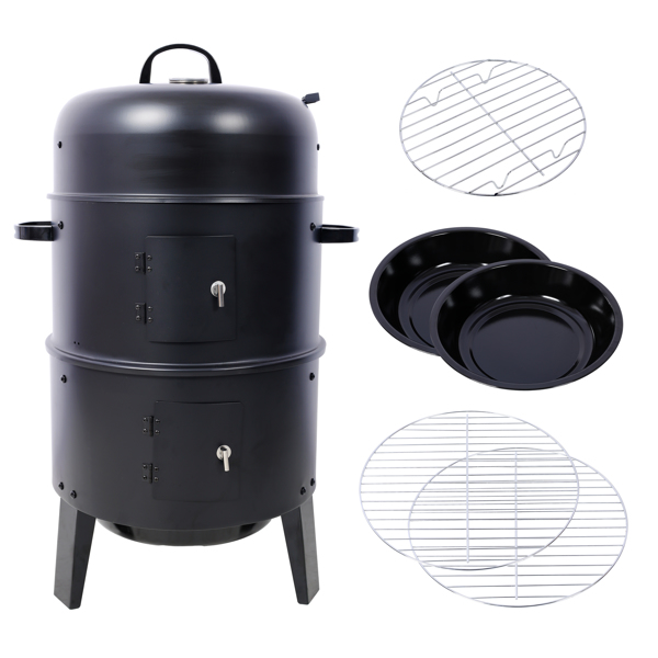 Portable 16 Inch Charcoal Smoked Grill - Outdoor Vertical Smoker for Camping, Black - Image 17