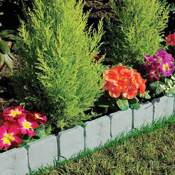Garden Edge - Imitation Stone Effect Flexible Lawn and Flower Bed Edge, Non-Digging Gray - 20
