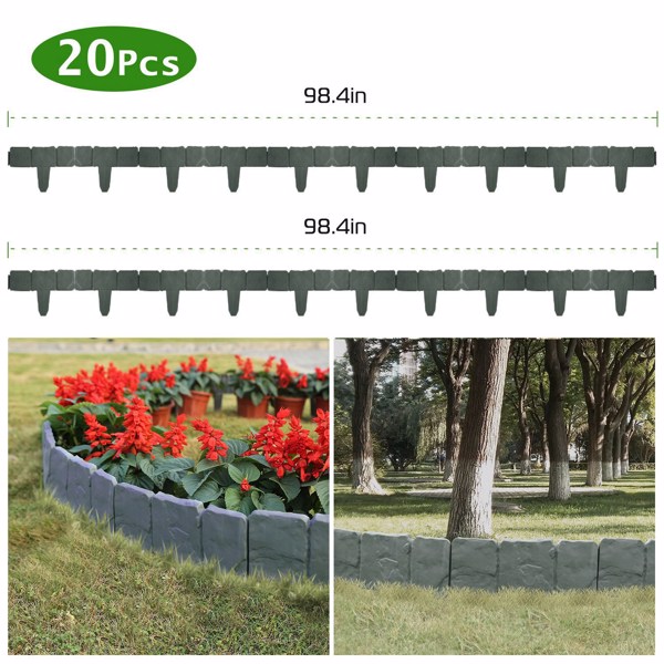 Garden Edge - Imitation Stone Effect Flexible Lawn and Flower Bed Edge, Non-Digging Gray - 20 - Image 2