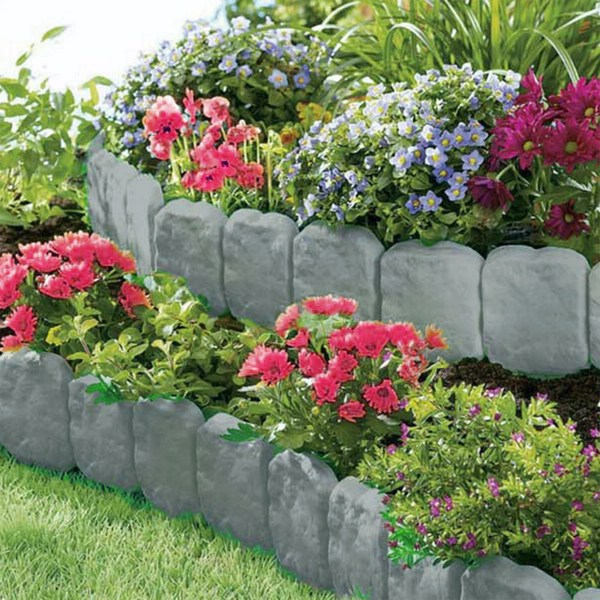 Garden Edge - Imitation Stone Effect Flexible Lawn and Flower Bed Edge, Non-Digging Gray - 20 - Image 3