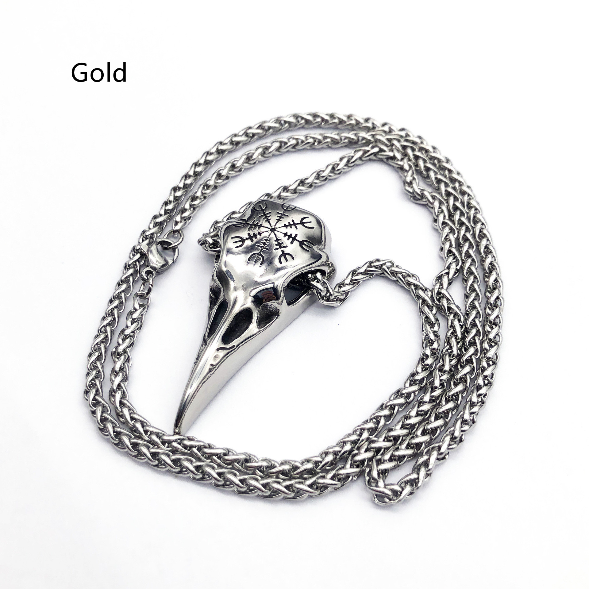Stylish Men's Vintage Viking Skull Eagle Beak Pendant Necklace - Image 7