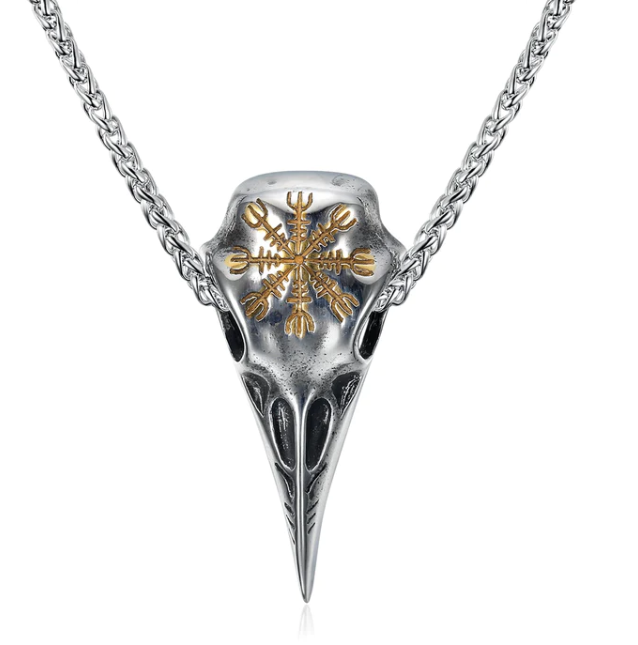 Stylish Men's Vintage Viking Skull Eagle Beak Pendant Necklace - Image 8