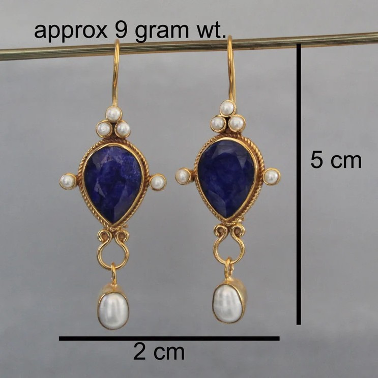 Elegant Pearl Pendant Gemstone Earrings - Original Design - Image 4