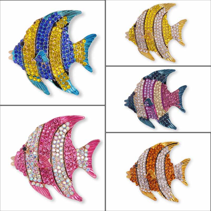 Stylish Diamond Fish Alloy Animal Pin - Temperament Fashion Accessory