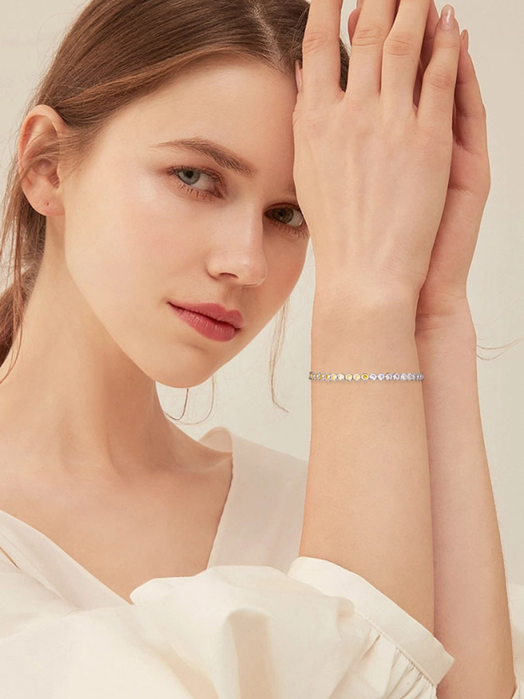 S925 Sterling Silver Two-tone Zircon Fashion Bracelet - Versatile All-match Accessory