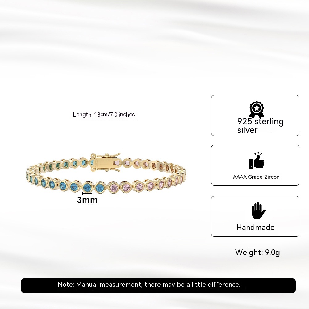 S925 Sterling Silver Two-tone Zircon Fashion Bracelet - Versatile All-match Accessory - Image 6