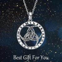 Sterling Silver Wiccan Necklace with Runes Pendant - Viking Jewelry - Image 6