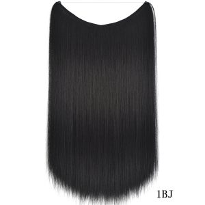 22 Inch Invisible Wire Hair Extensions - No Clips, Secret Fish Line Hairpieces, Silky Straight Synthetic Hair