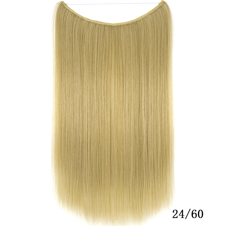 22 Inch Invisible Wire Hair Extensions - No Clips, Secret Fish Line Hairpieces, Silky Straight Synthetic Hair - Image 3