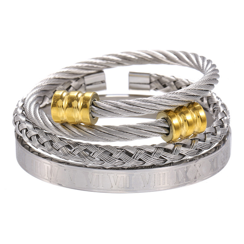 Punk Titanium Steel Bracelet - Creative Roman Style for Unique Personalities