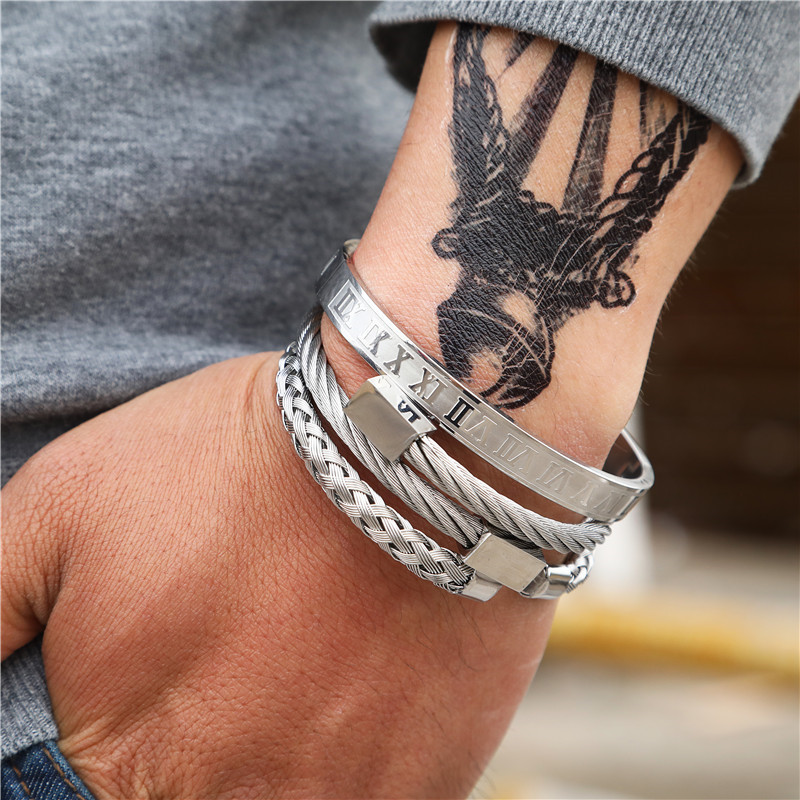 Punk Titanium Steel Bracelet - Creative Roman Style for Unique Personalities - Image 4