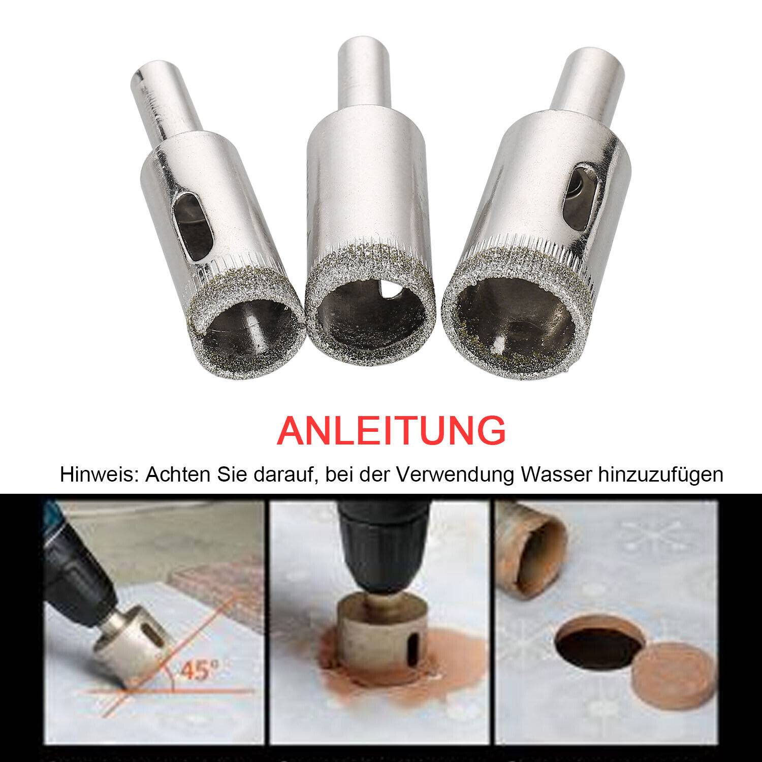 15-Piece Diamond Drill Bit Set for Glass, Stone, and Tile - Sizes 6-50mm