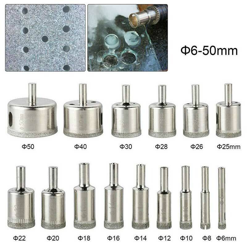 15-Piece Diamond Drill Bit Set for Glass, Stone, and Tile - Sizes 6-50mm - Image 5