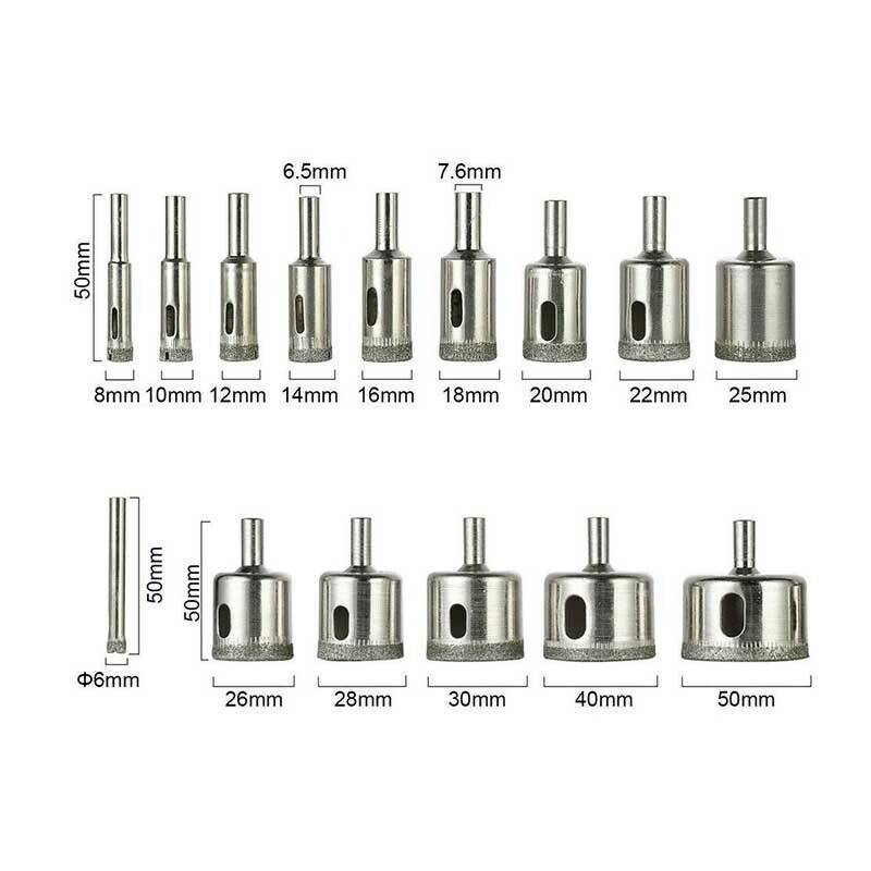 15-Piece Diamond Drill Bit Set for Glass, Stone, and Tile - Sizes 6-50mm - Image 8