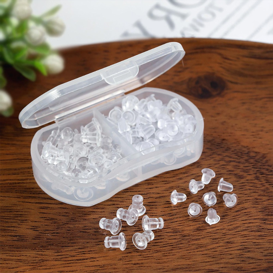 1 Box - 2 Styles of Transparent Soft Silicone Earring Back Plug-in DIY Accessories