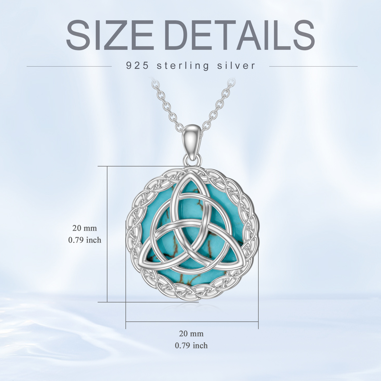 925 Sterling Silver Celtic Necklace with Genuine Turquoise Trinity Knot Pendant - Irish Good Luck Jewelry Gifts for Women - Image 5