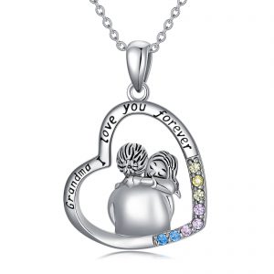 Elegant White Gold Plated Cubic Zirconia Granny Necklace in Sterling Silver