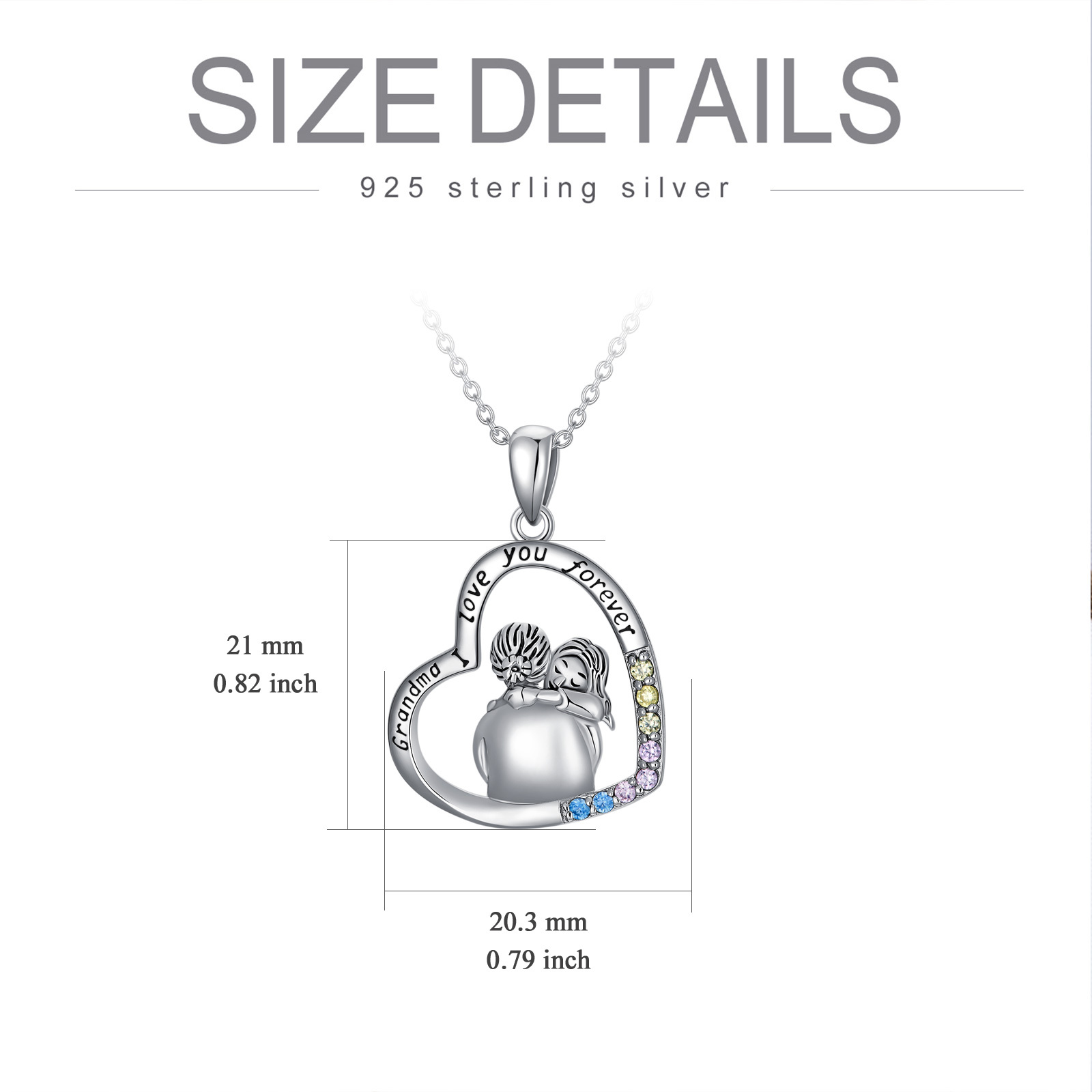 Elegant White Gold Plated Cubic Zirconia Granny Necklace in Sterling Silver - Image 4