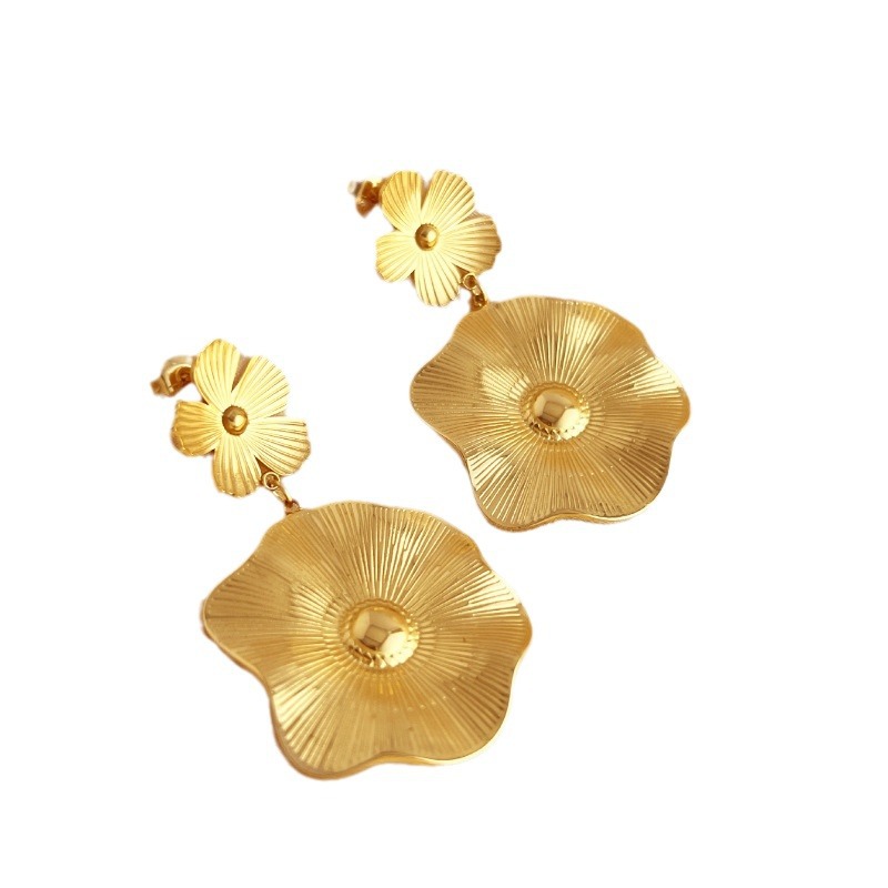 Stylish Stainless Steel Flower Line Earrings - Fashionable Accessories - Image 5