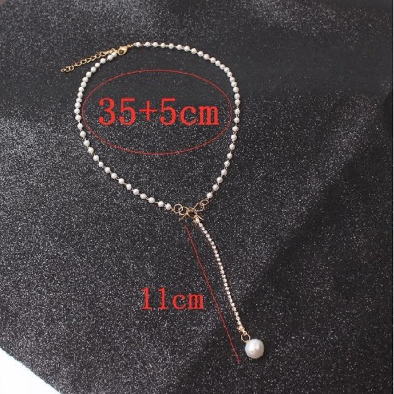 Elegant Bow Long Pearl Tassel Pendant Necklace - European & American Style - Image 4