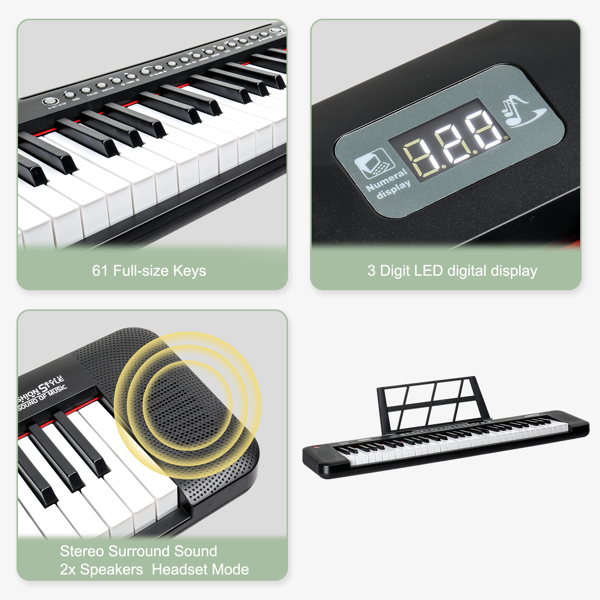 61 Key Electronic Keyboard with Illuminated Features & Stool Set - Not Available for AM Sale - Image 6